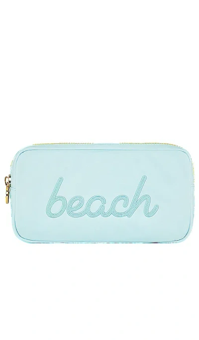 Stoney Clover Lane Sky Beach Embroidered Small Pouch In Baby Blue