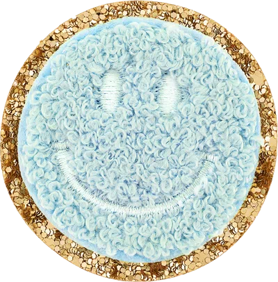Stoney Clover Lane Sky Glitter Varsity Smiley Face Patch In Blue