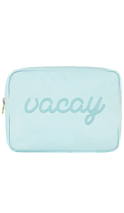 Stoney Clover Lane Sky Vacay Embroidered Large Pouch In Baby Blue