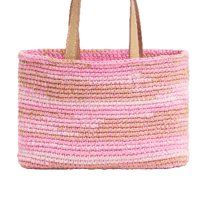 Stoney Clover Lane Small Crochet Cotton Beach Tote In Pink