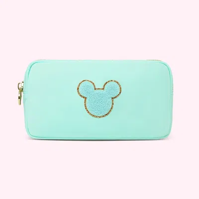 Stoney Clover Lane Small Cotton Candy Pouch With Disney Mickey Mouse Patch In Blue
