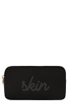 Stoney Clover Lane Small Skin Embroidered Nylon Pouch In Black