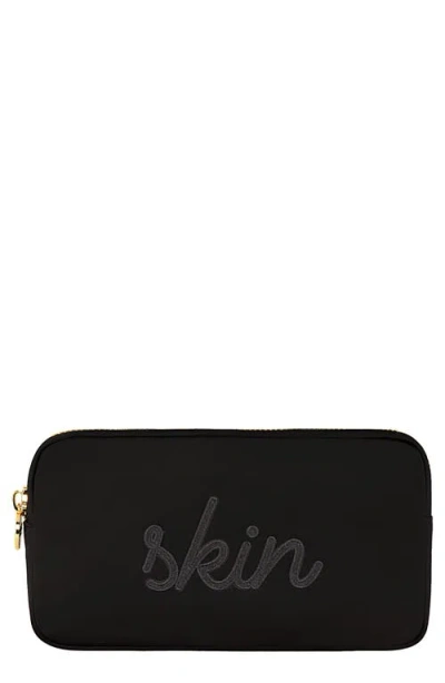 Stoney Clover Lane Small Skin Embroidered Nylon Pouch In Black