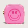 Stoney Clover Lane Smiley Face Embroidered Mini Pouch