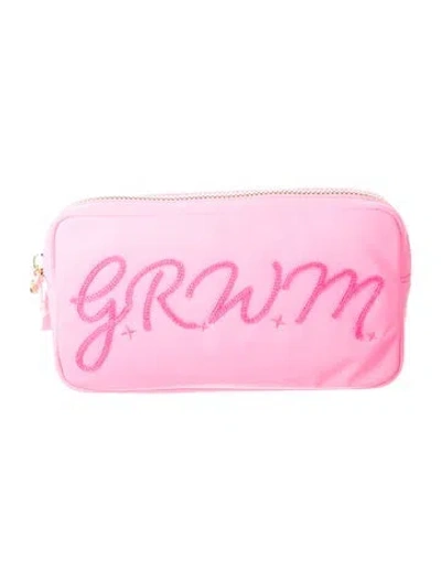 Pre-owned Stoney Clover Lane Solid Embroidered Cosmetic Bag W/tags In Pink