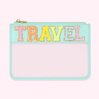 Stoney Clover Lane Travel Clear Flat Pouch In Pink