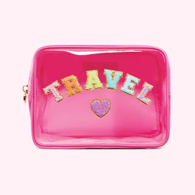 Stoney Clover Lane Travel Clear Front Large Pouch In Pink