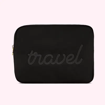 Stoney Clover Lane Travel Embroidered Large Pouch In Black
