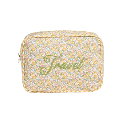 Stoney Clover Lane Travel Embroidered Large Pouch Made With Liberty Fabric
