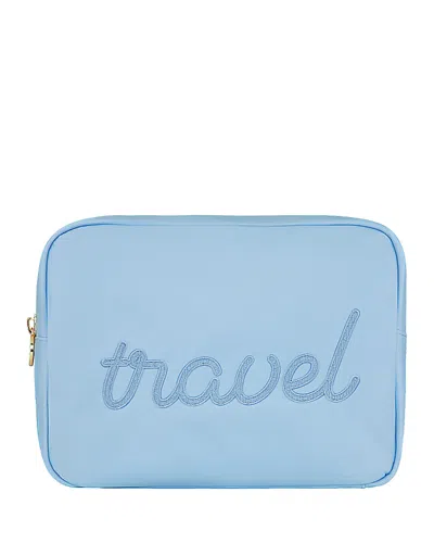 Stoney Clover Lane Travel Embroidered Large Pouch In Blue