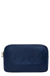 Stoney Clover Lane Travel Embroidered Nylon Pouch In Blue