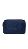 Stoney Clover Lane Travel Embroidered Small Pouch In Sapphire