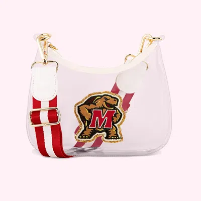 Stoney Clover Lane University Of Maryland Clear Curved Crossbody Bag In Pink
