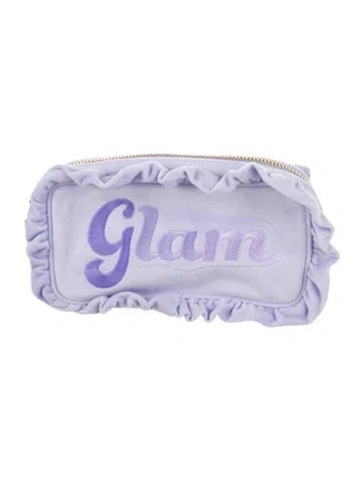 Pre-owned Stoney Clover Lane Velvet Cosmetic Bag In Purple