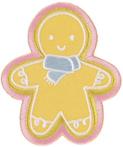 Stoney Clover Lane Winter Wonderland Gingerbread Man Blue Patch In Pink