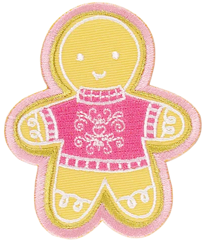 Stoney Clover Lane Winter Wonderland Gingerbread Man Pink Patch In Yellow