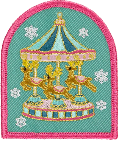Stoney Clover Lane Winter Wonderland Reindeer Carousel Patch In Green