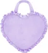 Stoney Clover Lane Women's Velvet Ruffle Mini Heart Tote Bag In Galaxy (purple)