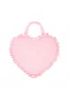Stoney Clover Lane Women's Velvet Ruffle Mini Heart Tote Bag In Sunburst (pink)