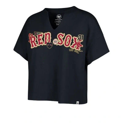 Stoney Clover Lane X '47 Boston Red Sox Patch Wordmark Oversized Notch Neck Tee