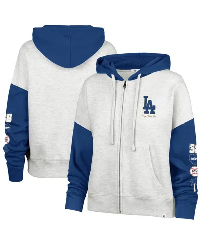 Stoney Clover Lane X '47 Brand Women's Heather Gray/royal Los Angeles Dodgers Color Block Full-zip Hoodie