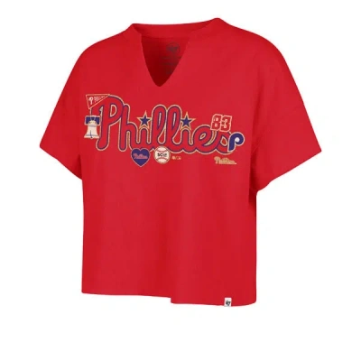 Stoney Clover Lane X '47 Philadelphia Phillies Patch Wordmark Oversized Notch Neck Tee