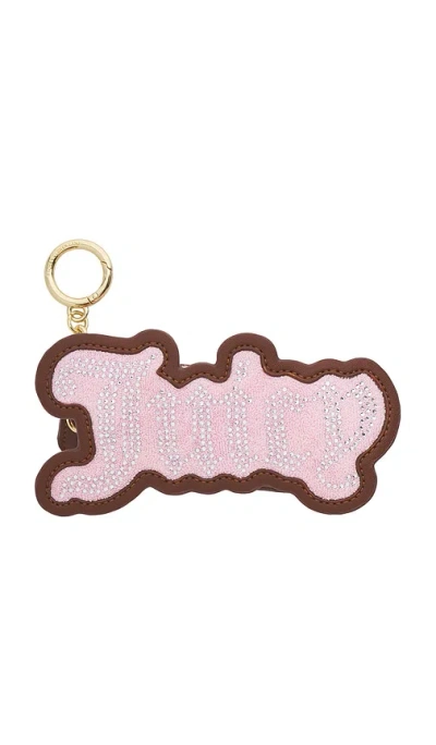Stoney Clover Lane X Juicy Couture Juicy Rhinestone Logo Mini Pouch Bag Charm In Pink