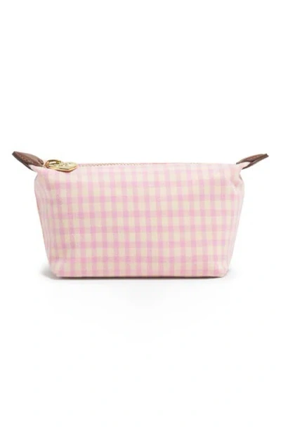 Stoney Clover Lane X Liberty Gingham Print Cotton Canvas Pouchette In Pink