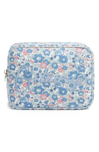 Stoney Clover Lane X Liberty Large Getaway Embroidered Pouch In Blue