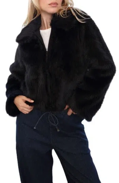 Stoosh Faux Fur Shirt Jacket In Black