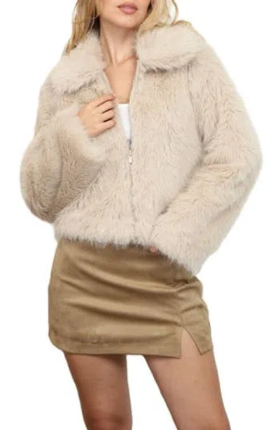 Stoosh Faux Fur Shirt Jacket In Brown