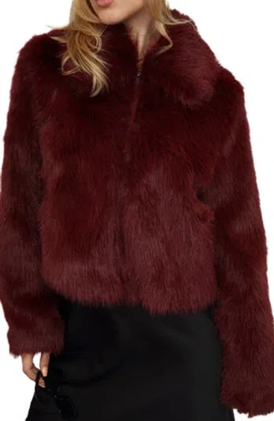 Stoosh Faux Fur Shirt Jacket In Brown