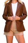 Stoosh Faux Leather Blazer In Brown