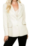 Stoosh Faux Leather Blazer In White