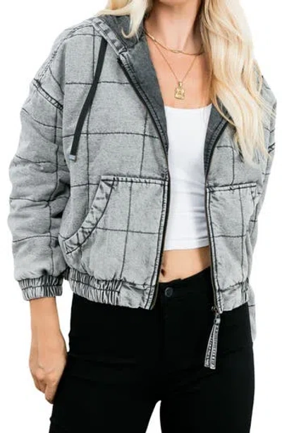 Stoosh Hooded Quilted Cotton Bomber Jacket In Gray