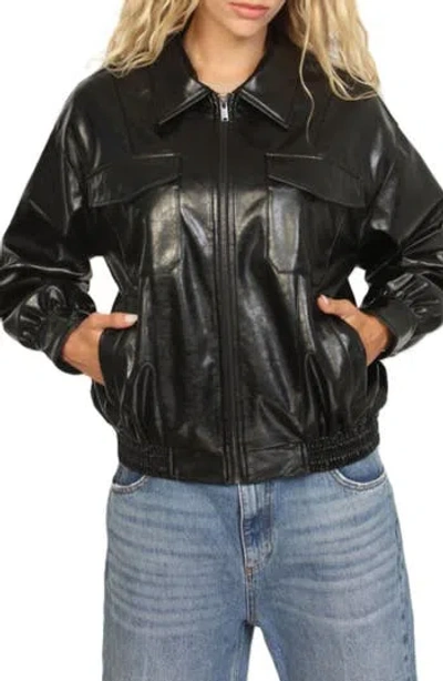 Stoosh Oversized Faux Leather Jacket In Multi