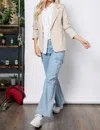 Stoosh Ponte One Button Pocket Blazer In Oatmeal