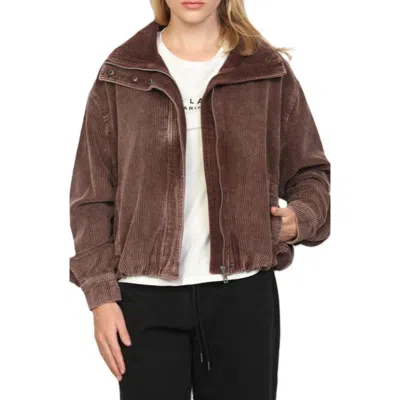 Stoosh Snow Wash Corduroy Bomber Jacket In Brown