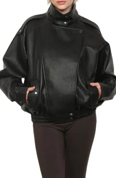 Stoosh Textured Faux Leather Jacket In Multi