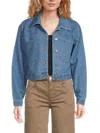 Stoosh Women's Dotted Cropped Denim Jacket In Medium Wash