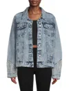 STOOSH WOMEN'S EMBELLISHED DENIM TRUCKER JACKET