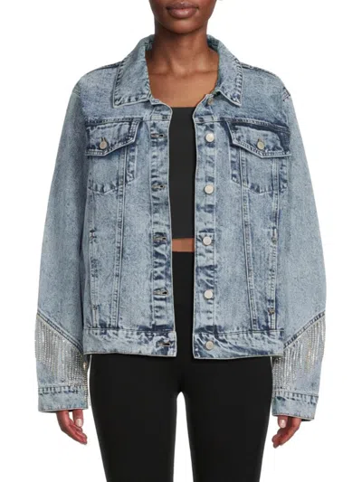 Stoosh Women's Embellished Denim Trucker Jacket In Blue Rock