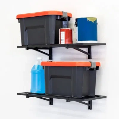 Storeyour 1' X 2' Bristol Garage Wall Mount Shelves | 2 Pack | Black In Matte Black