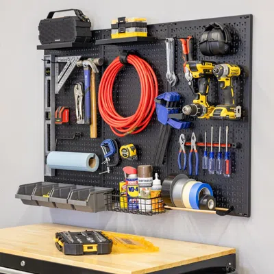 Storeyour 51" X 32" Pro Pegboard | 23 Attachments In Black