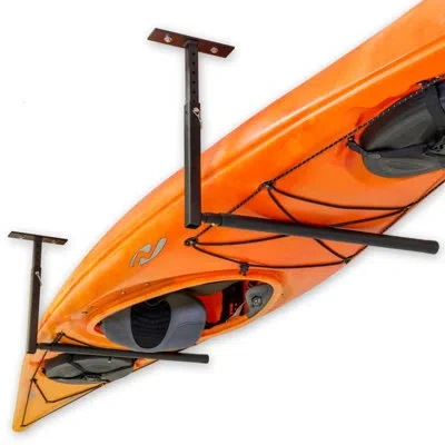 Storeyour Hi-port 2 | Kayak Adjustable Ceiling Storage Rack | Single | Holds 75 Lbs In Orange