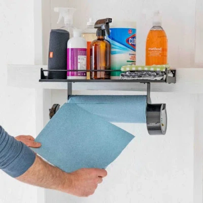 Storeyour Quick Clean Paper Towel Holder And Wall Shelf In Multi