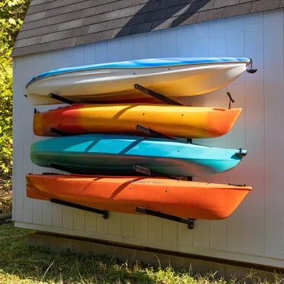 Storeyour Shenandoah Kayak Storage | Outdoor Adjustable Rack | 4 Levels In Black