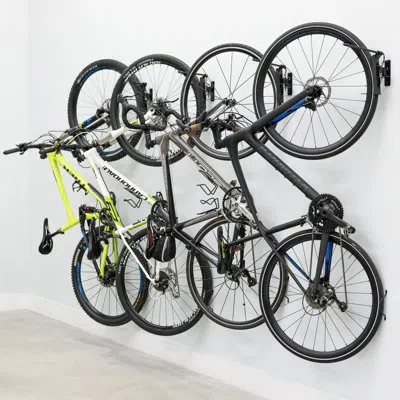 Storeyour Swivel Mount Bike Storage Rack | 4 Bicycle | Garage Wall Hook In Black