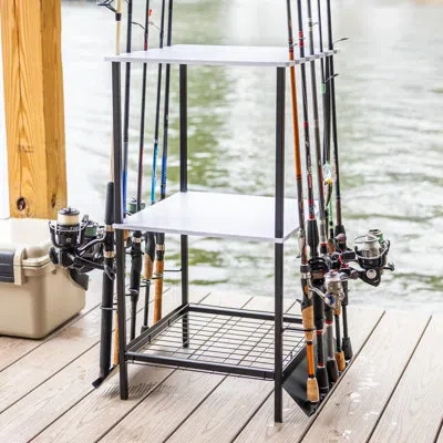 Storeyour Tarpon Fishing Pole Stand | Holds Up To 10 Rods In White