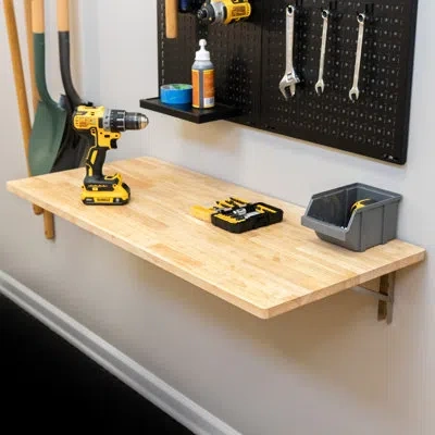 Storeyour Wakefield Foldable Workbench | Dark Wood Tabletop With Stainless Hardware | Heavy-duty Table In Neutral